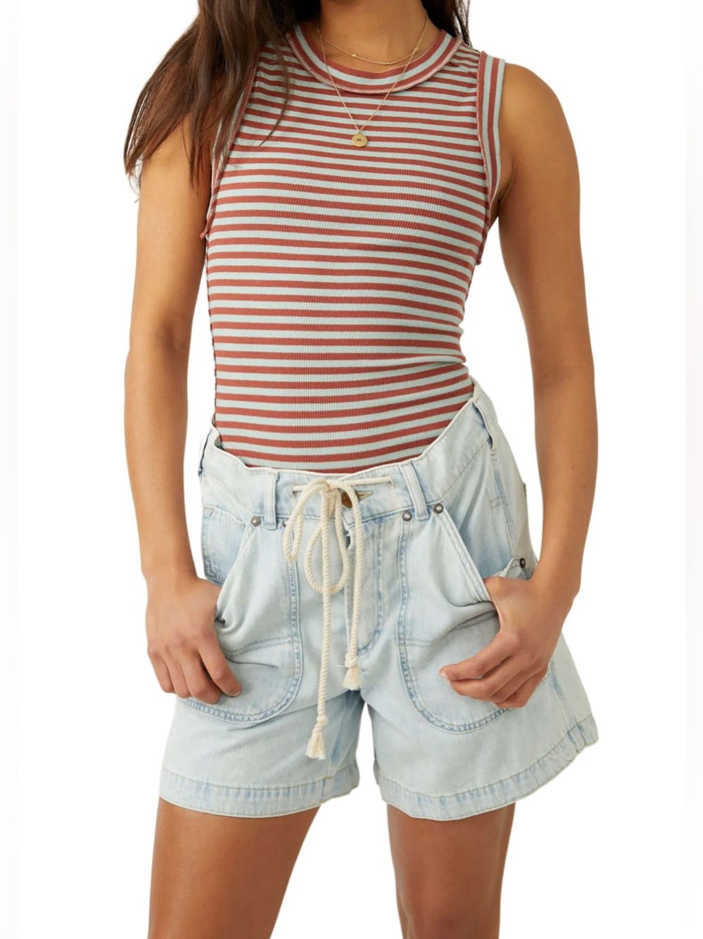 We The Free Henna Surf Combo Striped Kate Tee Tank Top. Women’s Size Medium